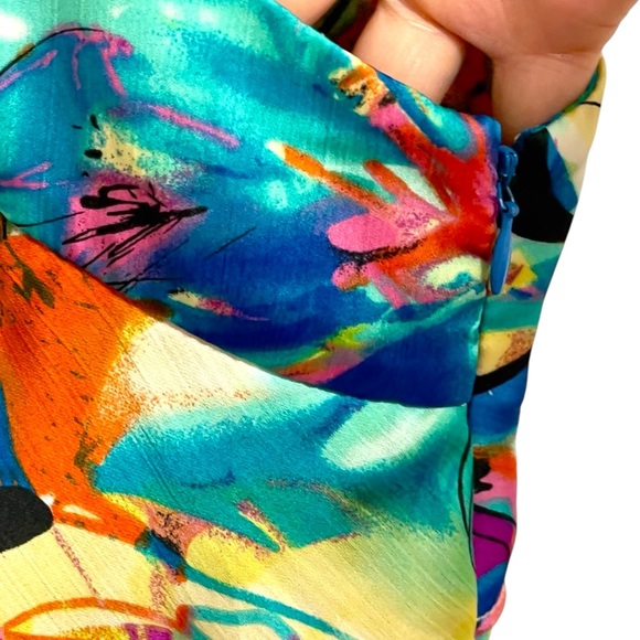 Boston Proper Ruffle Multicolor Tiered Flowy Spaghetti Strap Blouse Cami Large - Picture 11 of 13